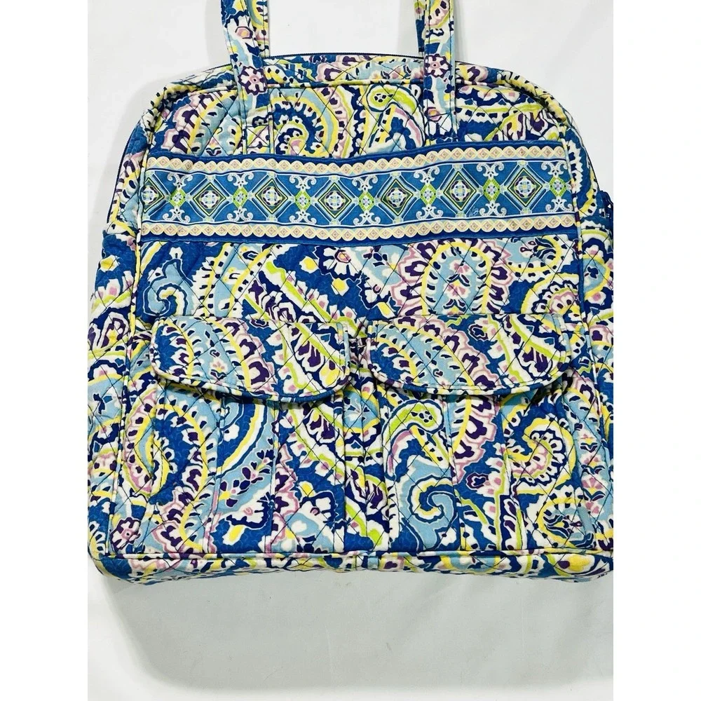 Capri Blue Paisley Vera Bradley Retired  Tall Computer Bag Travel Zip Top Spring
